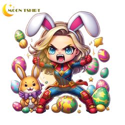 Angry Chibi Captain Marvel Happy Easter Eggs PNG