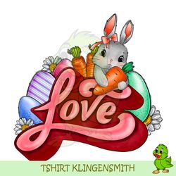 Bunny Love Carrot Happy Easter Day Eggs PNG