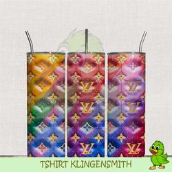 3D Inflated LV Multicolor Logo Tumbler Wrap PNG