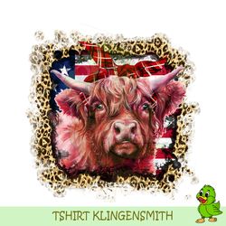 Highland Cow American Bandana Patriotic Day PNG