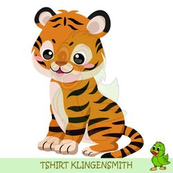 Baby Cute Tiger Sitting Cartoon Character SVG