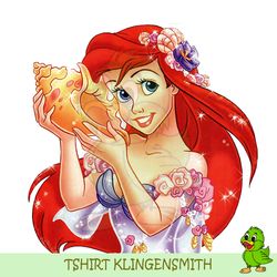 Princess Ariel with Flower Costume And Conch PNG