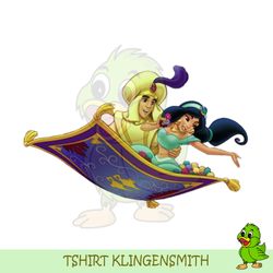 Prince Ali and Princess Jasmine Flying On The Magic Carpet PNG