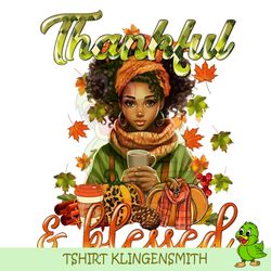 Thankful Blessed Black Girl Png Digital Files, Black Afro Women Autumn Sublimation Design, Autumn Leaves