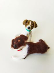 Two stuffed toy dogs crocheted, brittany spaniel and cattle dog. Interior toy dog handmade.