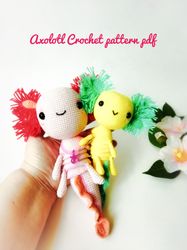 Axolotl Crochet pattern pdf in english. Cute Axolotl amigurumi pattern pdf. Amigurumi water dragon axolotl pattern pdf