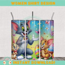 Bunny Cat Tom & Jerry Easter Day Tumbler Wrap PNG