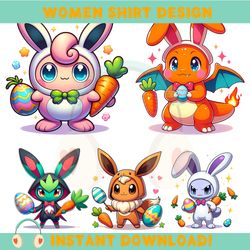 Cute Chibi Pokemon Cartoon Easter PNG Bundle