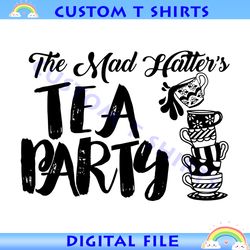 the mad hatter tea party tea cups silhouette svg