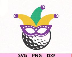 golf ball mardi gras jester hat, golf lover mardi gras cut file for cricut, golf jester hat svg png, digital download