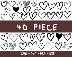 Heart Svg Set, Heart Svg, Doodle Heart Svg, Sketch Heart Svg, Love Svg, Valentine's Day, Heart File