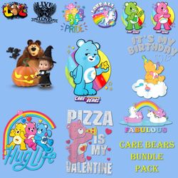 12 care bears rainbow png, care bears rainbow clipart bundle pack, care bears rainbow vector png images
