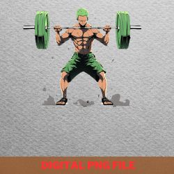 Zoro PNG, Zoro Observation Haki Lifting Weights PNG
