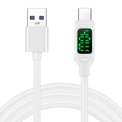 usb c fast charging cable with lcd display, 100w/5a usb-a to type c cord