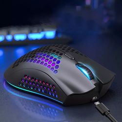 cordless wireless mouse gaming, rechargeable optical mouse, 7 color led backlit, ergonomic & durable for pc, laptop