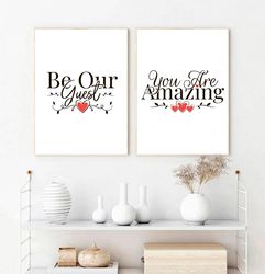 Be Our Guest Sign You are Amazing Set of 2 Prints Be Our Guest Printable Guest Room Wall Decor Poster Modern Minimalist