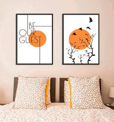 Be Our Guest Print Printable Set of 2 Prints Be Our Guest Sign Guest Room Wall Decor Poster Modern Scandinavian Art