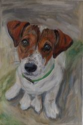 Dog portrait original oil painting on canvas