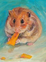 Hamster portrait original oil painting on custom