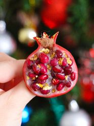 Pomegranate brooch Gift for mom Handmade Unique jewelry New Year's gift