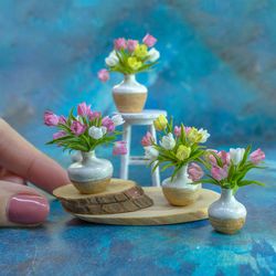 TUTORIAL Miniature tulips with air dry clay | Dollhouse miniatures | Miniature plant tutorial