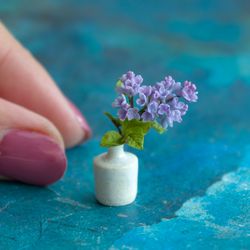 miniature lilac branch in a ceramic vase | miniature flowers | dollhouse miniatures