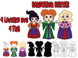 Hocus Pocus Sanderson Sisters Clipart PNG Layered SVG for Cricut, Crafts