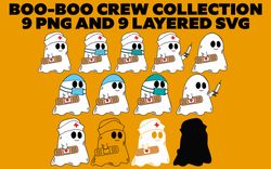 Boo Boo Crew Nursing Medical RN Halloween Ghost Clipart PNG Layered SVG Cricut
