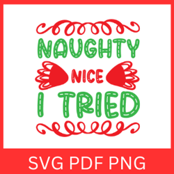 Naughty Nice I Tried Svg, Nice, I Tried Svg, Naughty or Nice Svg, Naughty Svg, Christmas SVG, Christmas Clipart Svg