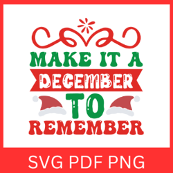 Make it a December to Remember Svg, Funny Christmas SVG, Holiday Quotes, December To Remember SVG, Christmas Quotes