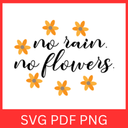 No Rain No Flowers Svg, Wildflowers Svg, Spring Svg, Flowers Design, Inspirational Quote Svg, Floral Clipart