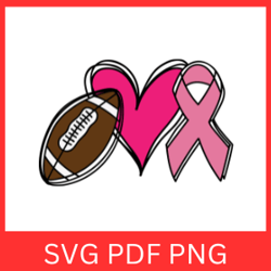 Football heart ribbon Svg, Breast Cancer Svg, Cancer Awareness Svg, Cancer Ribbon Svg, Pink Ribbon Svg, Hope For A Cure