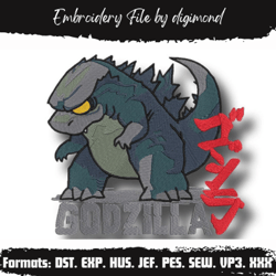 Godzilla Embroidery Designs File, Machine Embroidery Designs, Embroidery