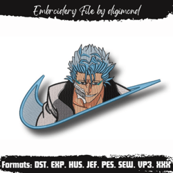 Swoosh Grimmjow Bleach Embroidery, Grimmjow Jeagerjaques Anime Embroidery, Embroidery Design File