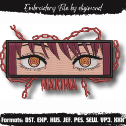 Makima Embroidery Files, Chainsaw Man, Anime Inspired Embroidery Design, Machine Embroidery Design