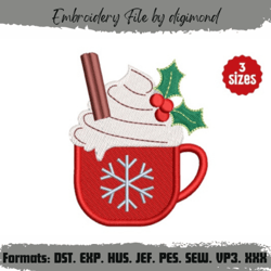 Christmas Holly Berry Hot Chocolate embroidery design