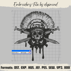 Indian Skull and Swords l - Machine Embroidery design Style Download