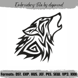 Tribal Wolf Embroidery Design- Machine Embroidery design Style Download