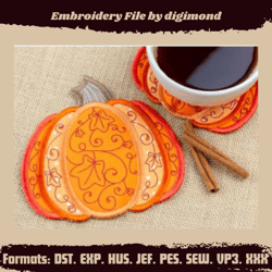 Embroidered Fancy Pumpkin Wall Art Embroidery Design- Machine Embroidery design Style Download