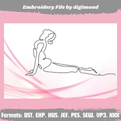 Fitness-One-Line-Woman- Wall Art Embroidery Design- Machine Embroidery design Style Download