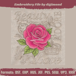 rose beauty love Embroidery Design- Machine Embroidery design Style Download