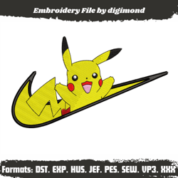 Nike x Pikachu Embroidery Design- Machine Embroidery design Style Download pkemon