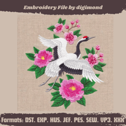 Embroidery Design Asian Crane of Happiness