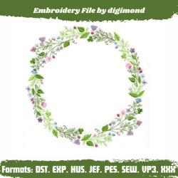 Embroidery Design Woodland Wildflower Wreath