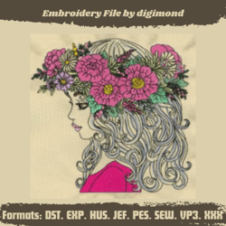 Embroidery Design Hair Flower Girls