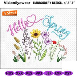 Spring Embroidery Design, Hello Spring Machine Embroidery Fi, 62