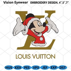 LV Mickey Christmas Logo Embroidery Design Instant Download