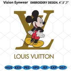 Mickey Seeing LV Logo Embroidery Design