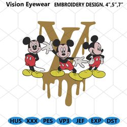 Mickey Team Louis Vuitton Dripping Logo Embroidery Design File