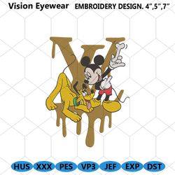 Embroidery Mickey And Pluto Funny Louis Vuitton Dripping Design Download